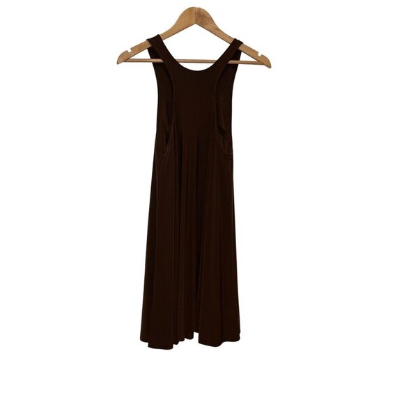 Norma Kamali Brown Sleeveless Midi Swing Dress Medium Polyester Blend Womens - Picture 3 of 8